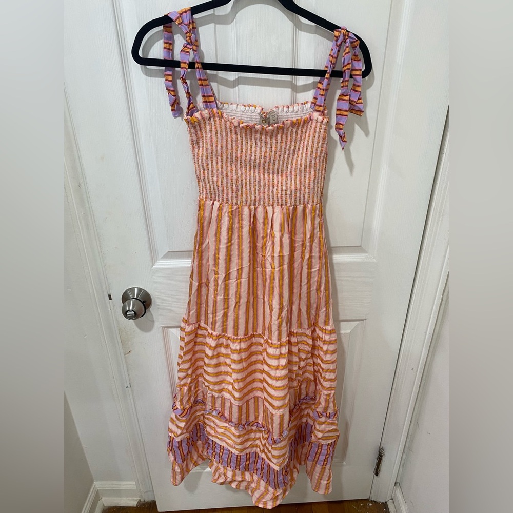 Dolan - Striped Orange and Purple midi Dress